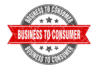 business to consumer round stamp with ribbon. label sign