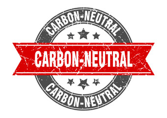 carbon-neutral round stamp with ribbon. label sign
