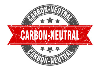 carbon-neutral round stamp with ribbon. label sign