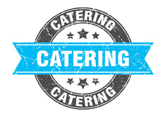 catering round stamp with ribbon. label sign