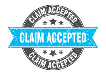 claim accepted round stamp with ribbon. label sign