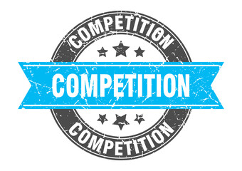 competition round stamp with ribbon. label sign