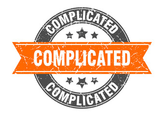 complicated round stamp with ribbon. label sign