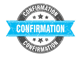 confirmation round stamp with ribbon. label sign