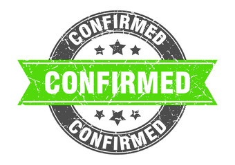 Obraz premium confirmed round stamp with ribbon. label sign