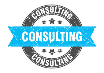 Obraz premium consulting round stamp with ribbon. label sign