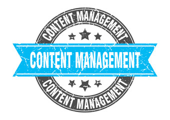 content management round stamp with ribbon. label sign