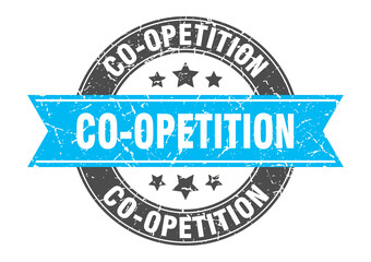 co-opetition round stamp with ribbon. label sign
