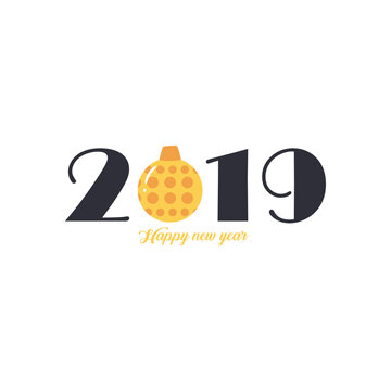 2019 Happy new year with sphere free form style icon vector design