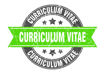 curriculum vitae round stamp with ribbon. label sign