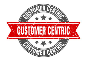customer centric round stamp with ribbon. label sign
