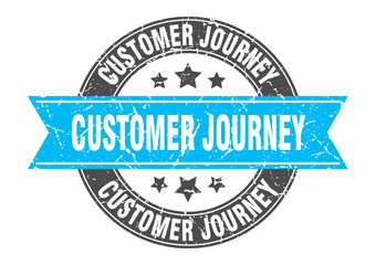 customer journey round stamp with ribbon. label sign