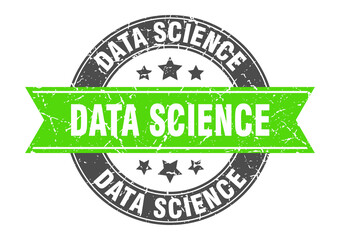 data science round stamp with ribbon. label sign