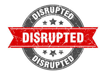 disrupted round stamp with ribbon. label sign