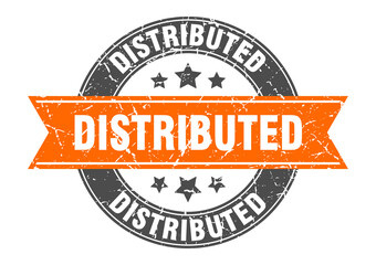 distributed round stamp with ribbon. label sign