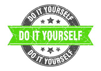 Obraz premium do it yourself round stamp with ribbon. label sign