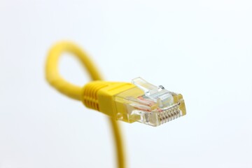 Macro of internet cable isolated on white background