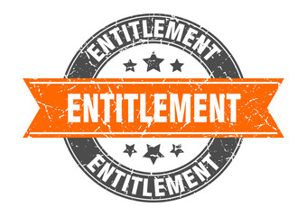 entitlement round stamp with ribbon. label sign