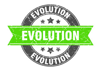 evolution round stamp with ribbon. label sign