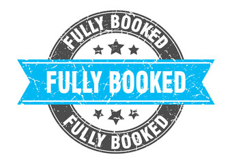 fully booked round stamp with ribbon. label sign