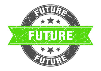 Obraz premium future round stamp with ribbon. label sign