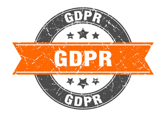 gdpr round stamp with ribbon. label sign