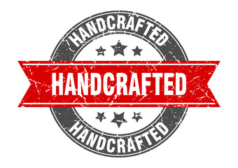 hand crafted round stamp with ribbon. label sign
