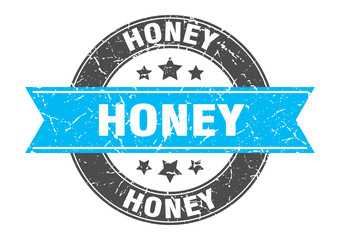 honey round stamp with ribbon. label sign