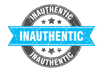 inauthentic round stamp with ribbon. label sign