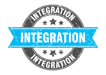 Obraz premium integration round stamp with ribbon. label sign