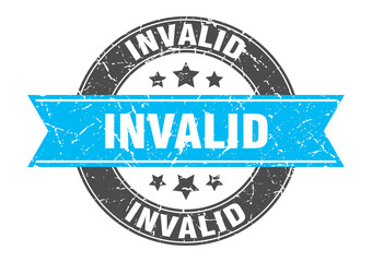 invalid round stamp with ribbon. label sign