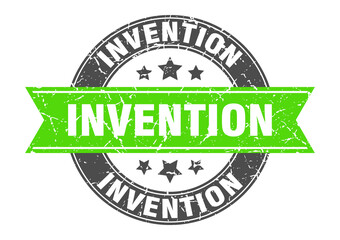 invention round stamp with ribbon. label sign