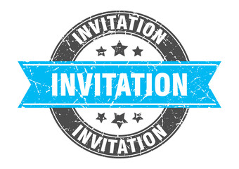 Obraz premium invitation round stamp with ribbon. label sign