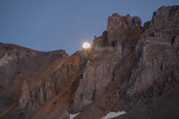 Backpacking trip in the San Juan Mountains of the Rocky Mountain Range near Mount Sneffels Wilderness around Blue Lakes outside of Ouray Colorado