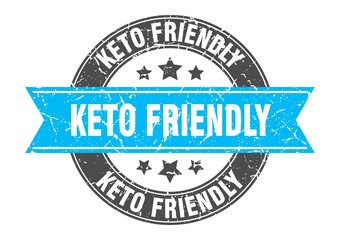 keto friendly round stamp with ribbon. label sign