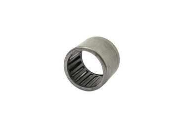 Broken old used needle bearing on white background