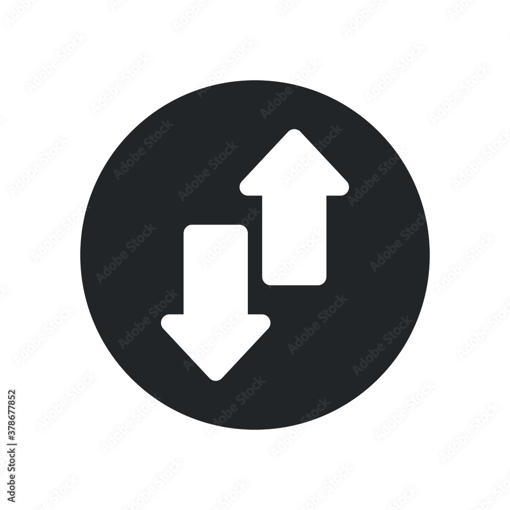 Poster solid icon style arrows down up. arrow head button cursor for transfer. navigation direction. simple