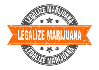 legalize marijuana round stamp with ribbon. label sign