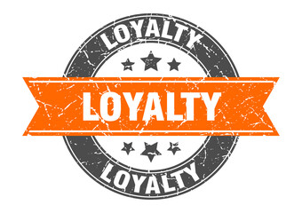 loyalty round stamp with ribbon. label sign