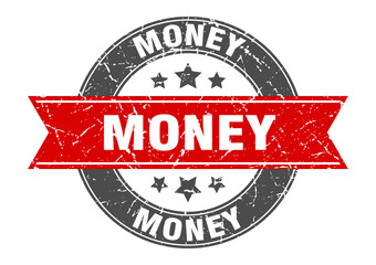 money round stamp with ribbon. label sign