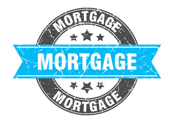 Obraz premium mortgage round stamp with ribbon. label sign