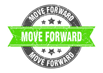 move forward round stamp with ribbon. label sign
