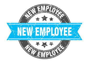 new employee round stamp with ribbon. label sign