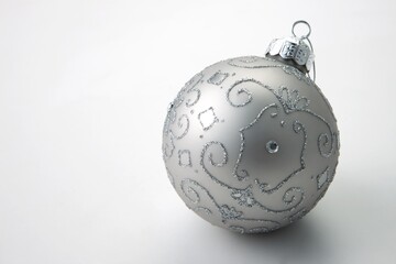 silver Christmas balls decoration isolated on white background