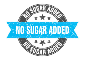 no sugar added round stamp with ribbon. label sign