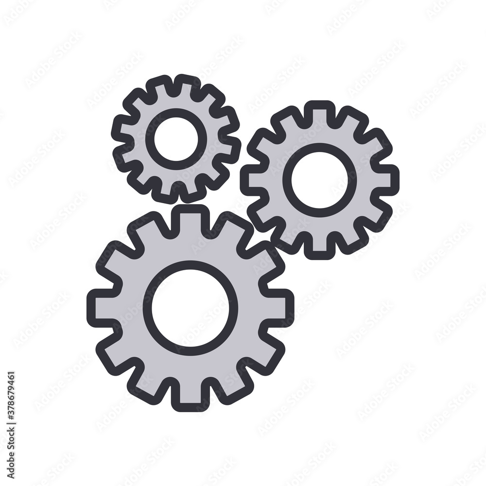 Poster gears line and fill style icon vector design
