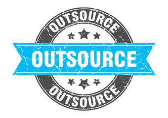 outsource round stamp with ribbon. label sign