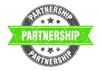 partnership round stamp with ribbon. label sign