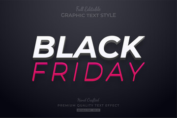 Fototapeta na wymiar Black Friday Editable Eps Text Style Effect Premium