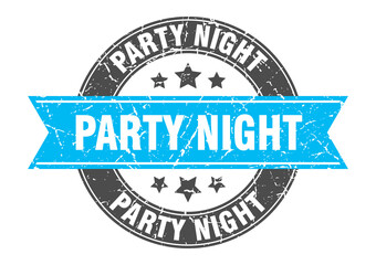 party night round stamp with ribbon. label sign